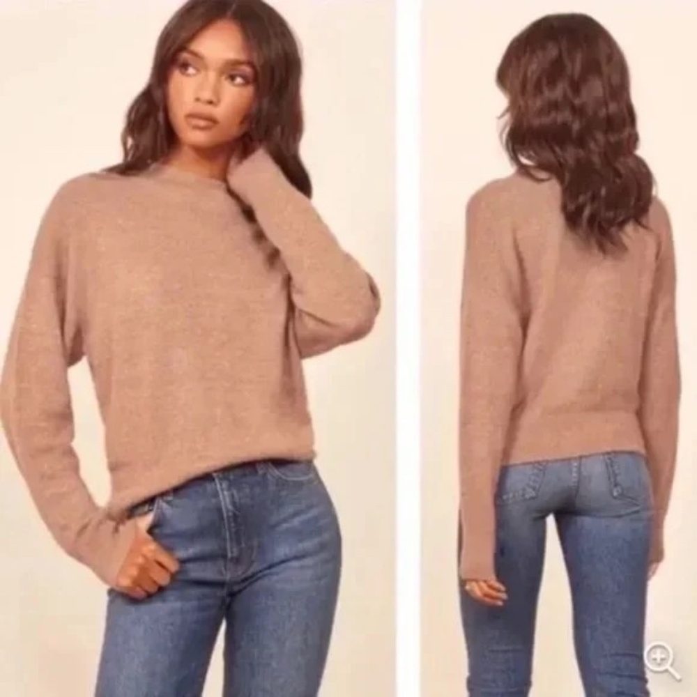 REFORMATION Elle Yak Linen Sweater Toffee Tan L